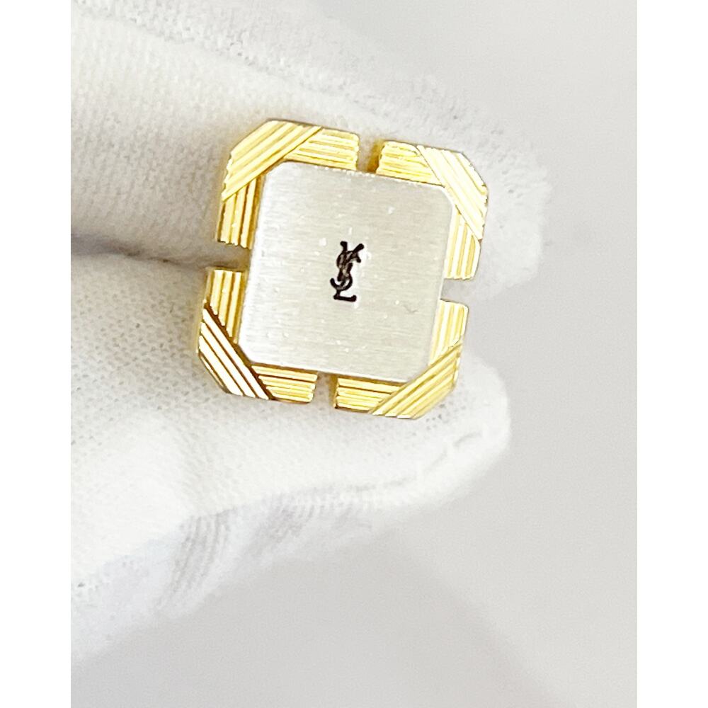 Yves Saint Laurent YSL Cufflinks Two-Toned Silver Gold Plated - Picture 8 of 12